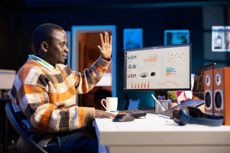 african-american-man-talking-video-call-using-personal-computer